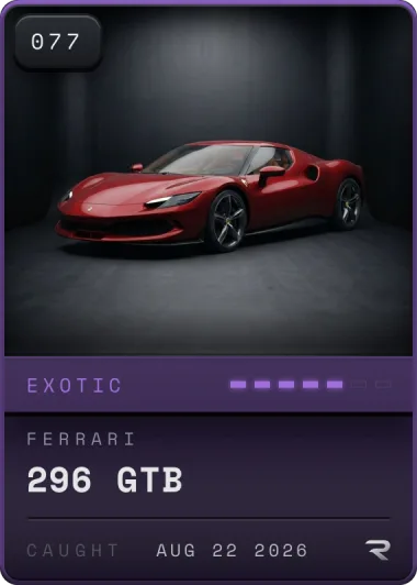 Exotic Ferrari 296 GTB card, #77